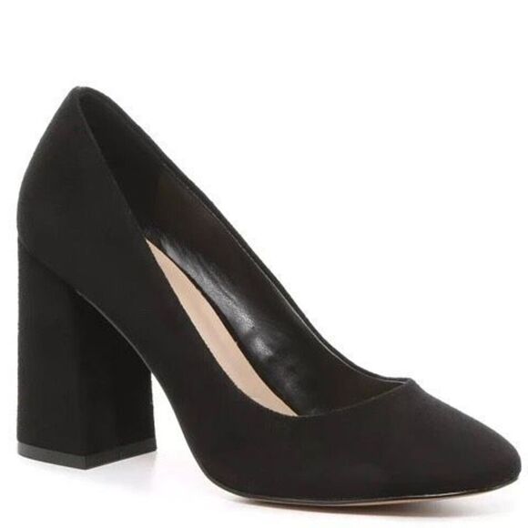 MIX NO. 6 | Black Ommi 3.5" Block Heel Heels Pump Pumps Microsuede | Size 9 - Picture 1 of 11